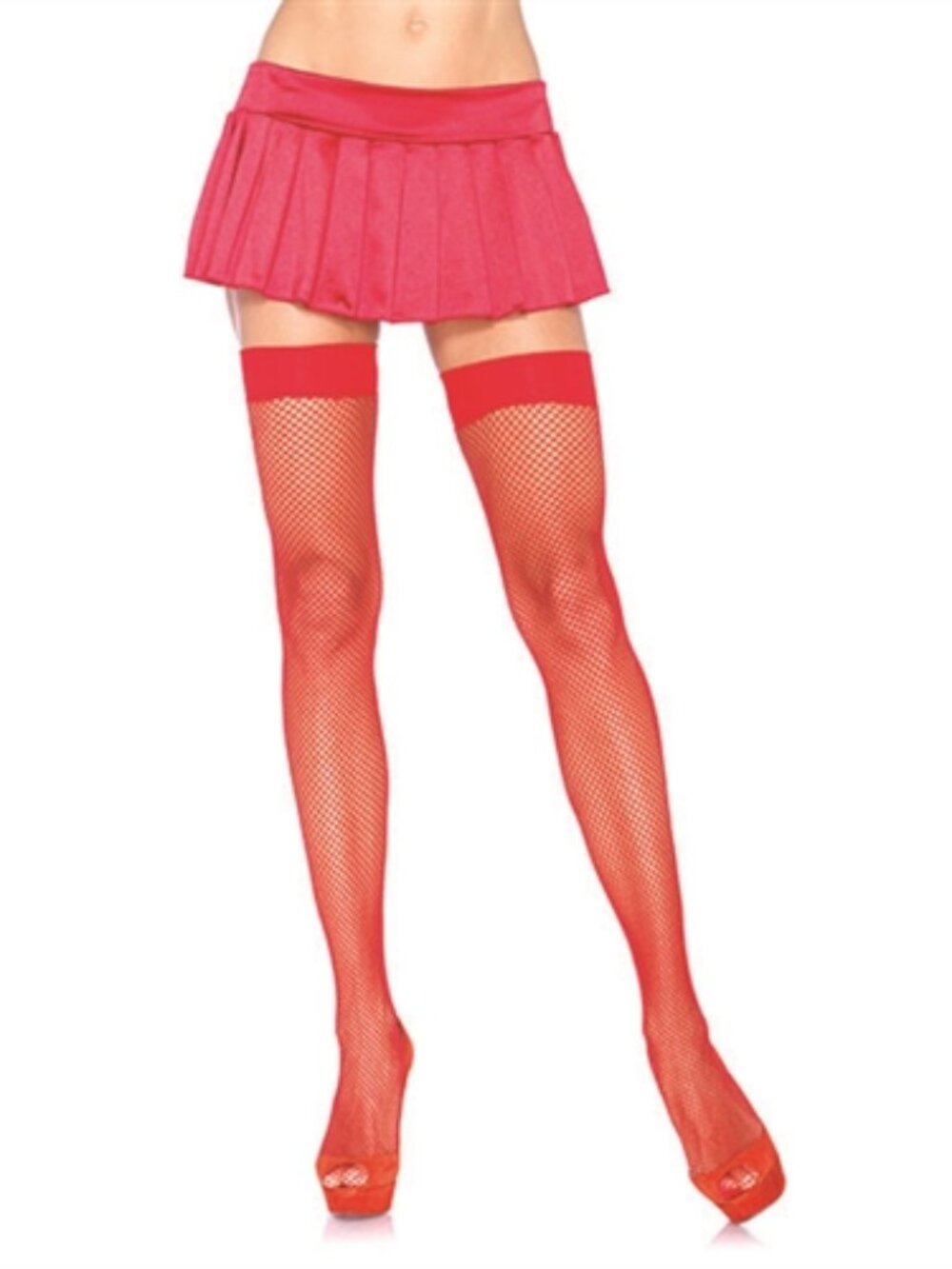 Leg Avenue Fishnet Thigh Highs – Red – One Size – NWT